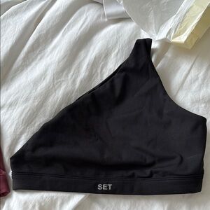 SET Active Black Asymmetrical Sports Bra